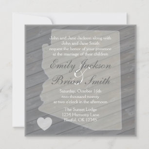 Rustic wood Arizona grey wedding invitations