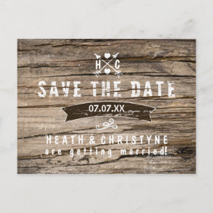 Rustic Wood & Arrows "SAVE THE DATE" Postcard