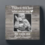 Rustic Wood Aunt Nephew Custom Photo Plaque<br><div class="desc">A personalised keepsake to celebrate a favourite auntie.
Featuring your favourite photo!</div>
