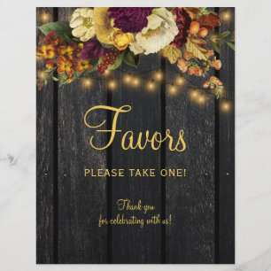 Rustic wood autumn fall wedding favours sign