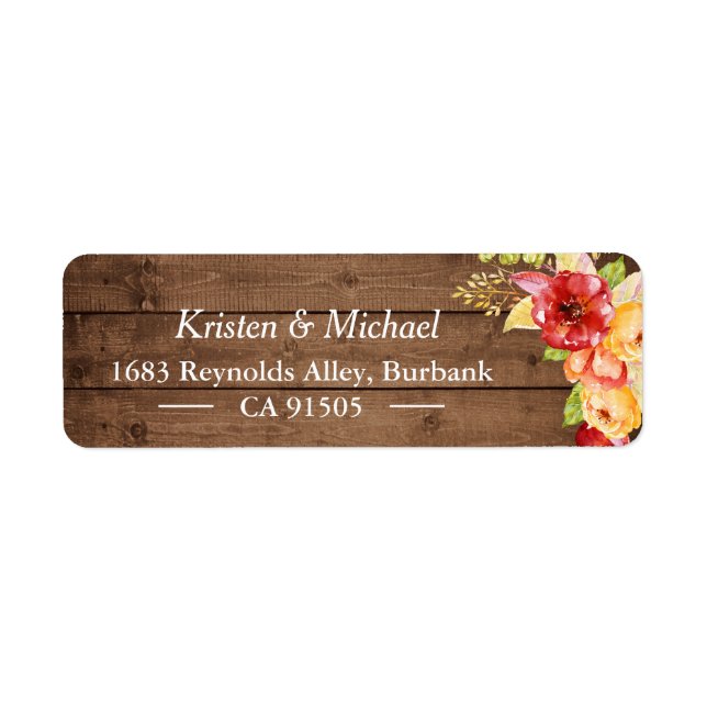 Rustic Wood Autumn Leaves Gold Red Floral (Front)