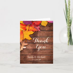 Rustic Wood Autumn Maple Thanksgiving Thank You Card
