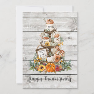 Rustic Wood Autumn Pumpkins Happy Thanksgiving
