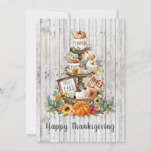Rustic Wood Autumn Pumpkins Happy Thanksgiving