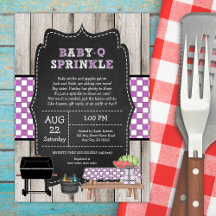 Rustic Wood Baby Q Sprinkle Shower Invitation