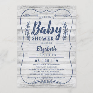 Rustic Wood Baby Shower Invitation, Grey Invitation
