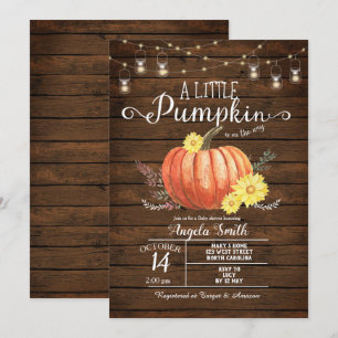 Rustic Wood Baby Shower Little Pumpkin Invitation