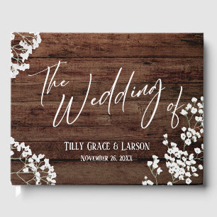 Rustic Wood Baby's Breath Handwriting Guestbook