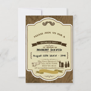 Rustic Wood Bachelor Party Invitation Card