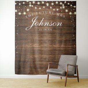 Rustic Wood Backdrop - Future Mrs Photo Backdrop Tapestry