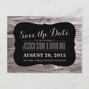 Rustic Wood Background Save the Date Announcement Postcard