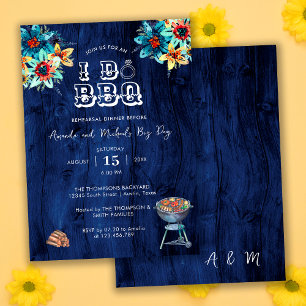 Rustic Wood Backyard I Do BBQ Rehearsal Dinner Invitation