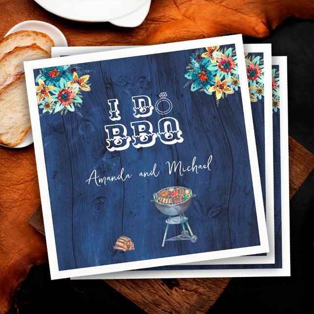 Rustic Wood Backyard I Do BBQ Rehearsal Dinner Napkin (Creator Uploaded)