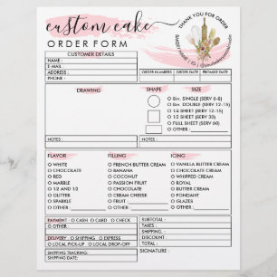Rustic Wood Bakery Cake Order Form Flyer