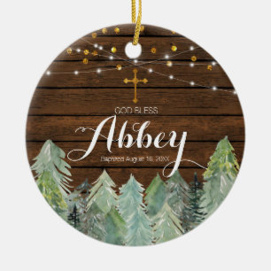 Rustic Wood Baptism Ornament God Bless Ornament