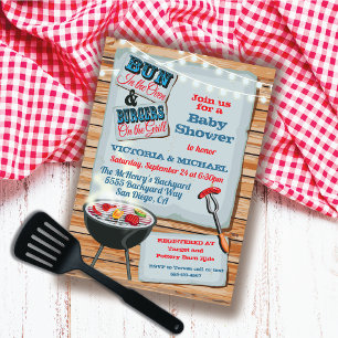 Rustic Wood Barbecue Baby Shower Invitation