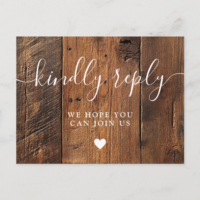 Rustic Wood Barn Boho Song Request RSVP Postcard (Front)