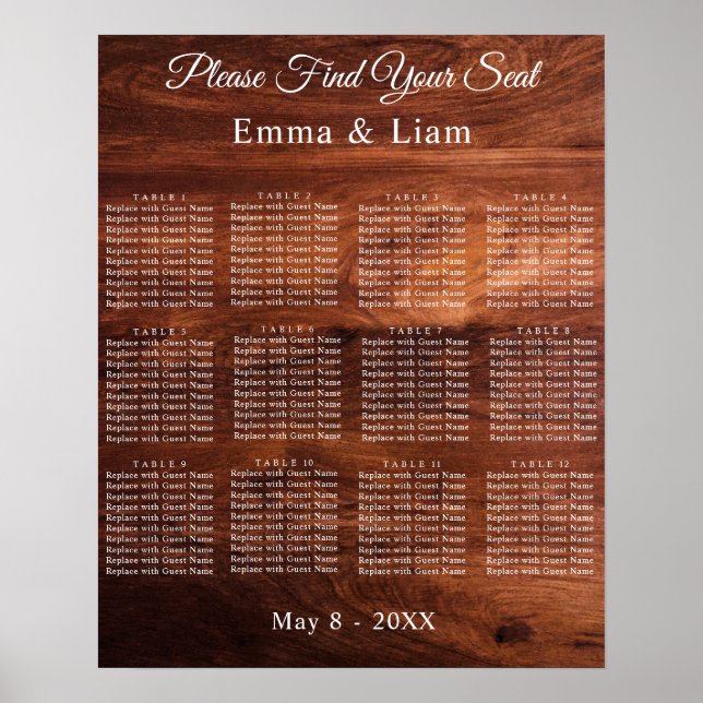 Rustic Wood Barn Grain Wedding Poster (Front)