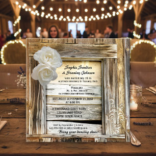 Rustic Wood Barn Post Wedding Invitation