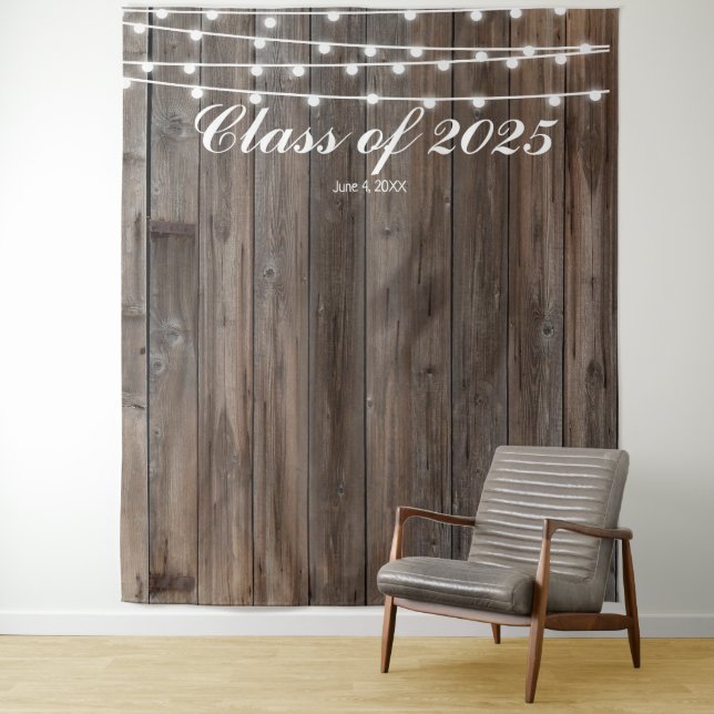 Rustic Wood Barn Prom Backdrop - Country Western Tapestry (In Situ)