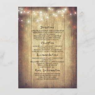 Rustic Wood Barn String Lights Information Enclosure Card