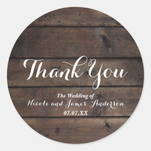 Rustic Wood Barn Wedding Party Elegant Favour Classic Round Sticker