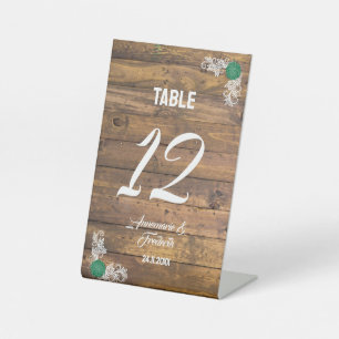 Rustic Wood Barn Wedding Place Card Pedestal Sign