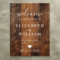 Rustic Wood Barn Wedding Welcome Sign