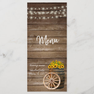 Rustic Wood Barrel and  Sunflower Wedding - Menu