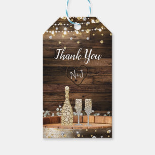 Rustic Wood Barrel Lights Champagne Modern Favour Gift Tags