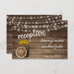 Rustic Wood Barrel Sunflowers - Reception Invitation