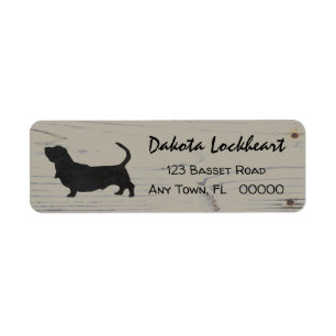 Rustic Wood Basset Hound Watercolor Silhouette