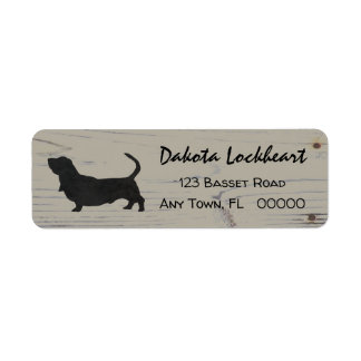 Rustic Wood Basset Hound Watercolor Silhouette