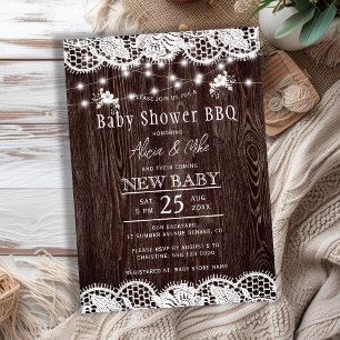 Rustic wood BBQ couples baby shower Invitation