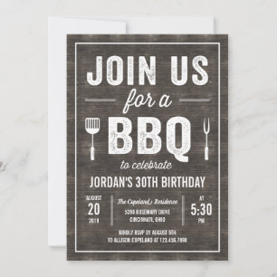 Rustic Wood BBQ Party Invitation RWC