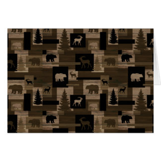 Rustic wood bear moose pattern blank note cards