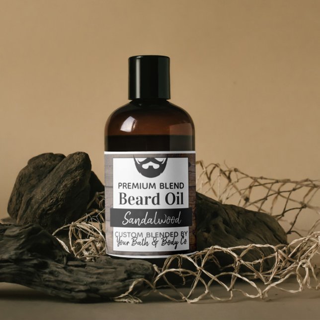 Rustic Wood Beard Oil Labels With Ingredients (Creator Uploaded)