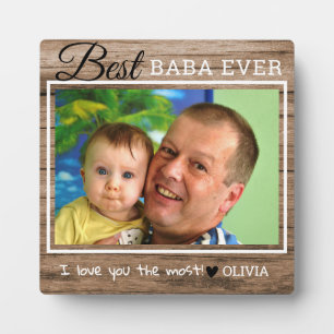 Rustic Wood Best Baba Ever Grandpa Photo   Plaque