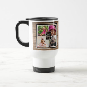 Rustic Wood Best Bonus Dad Ever 4 Photo Collage   Travel Mug