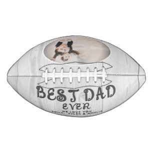 Rustic Wood Best Dad Modern Script Custom Photo  American Football