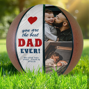 Rustic Wood Best Dad Red Heart Father`s Day Photo Basketball