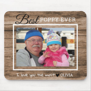 Rustic Wood Best Poppy Ever Grandpa Photo Mouse Mat