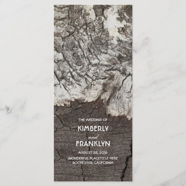 Rustic Wood Birch Bark Country Wedding Programs Programme (Front)