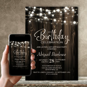 Rustic Wood Birthday Party Invitation
