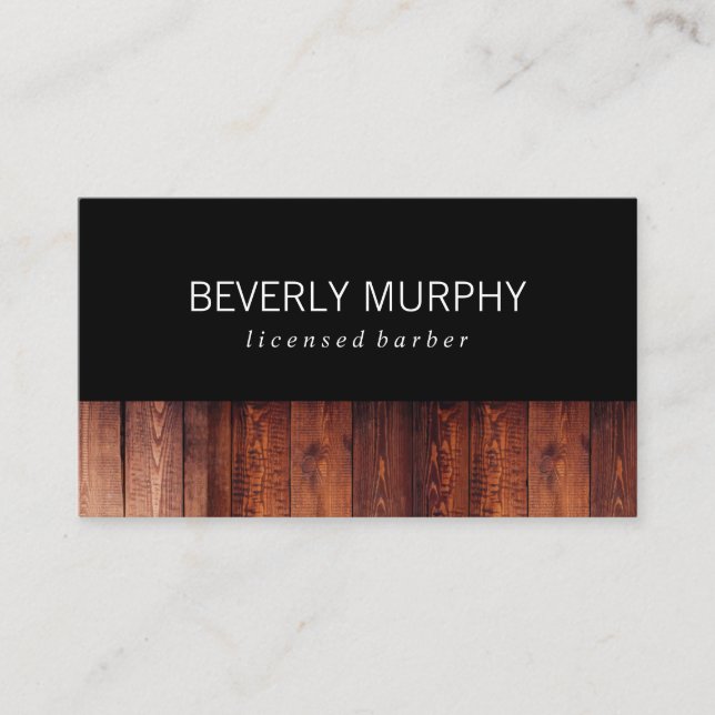 Rustic Wood Black Business Card (Front)