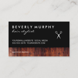 Rustic Wood Black with Shear Logo Appointment Card