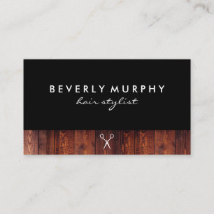 Rustic Wood Black with Shear Logo Appointment Card