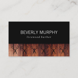 Rustic Wood Black with Shears Pattern Business Card