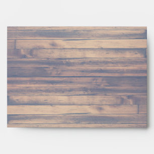 Rustic wood blue accent standard card envelopes