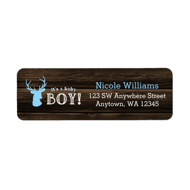 Rustic Wood Blue Deer Boy Baby Shower (Front)